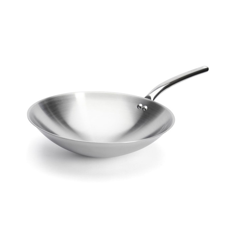 Wok spécial induction queue tube inox Diamètre 36cm 1 litre Wok spécial induction queue tube inox Diamètre 36cm 1 litre