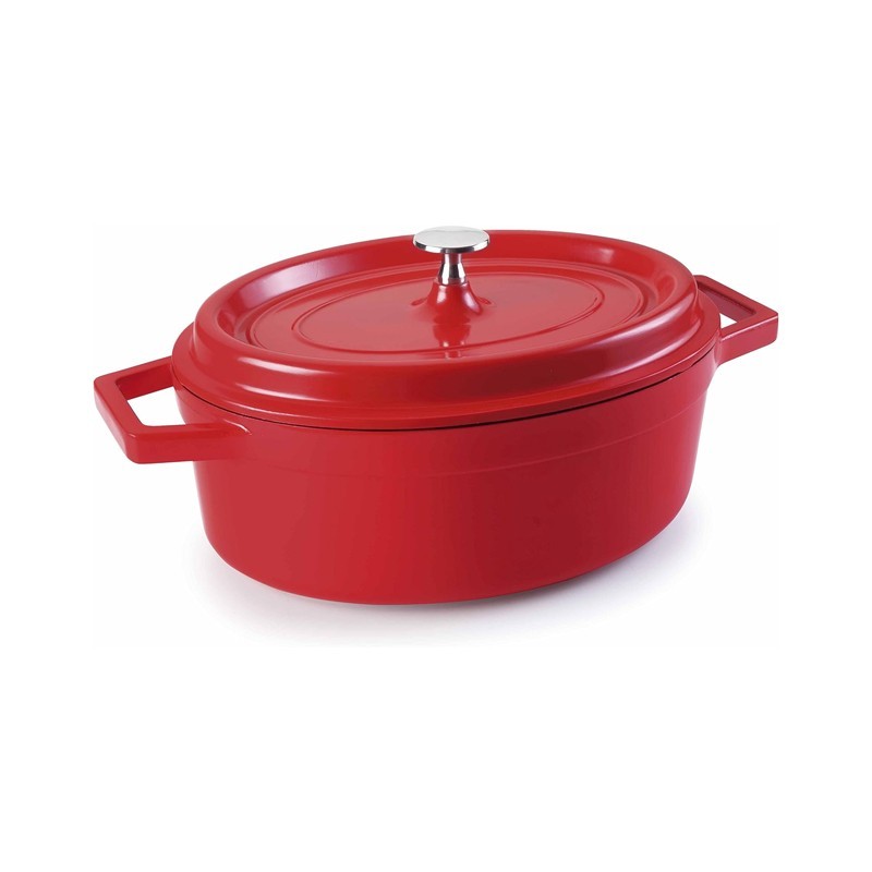 Faitout rouge ovale aluminium fondu 31x25cm