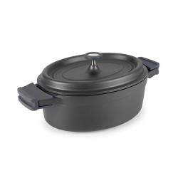 Faitout ovale avec couvercle noir en fonte aluminium 31x25x11cm 6,3 litres