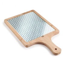 Planche en verre cristal et bambou rectangulaire dimension 385x215 hauteur 15 mm