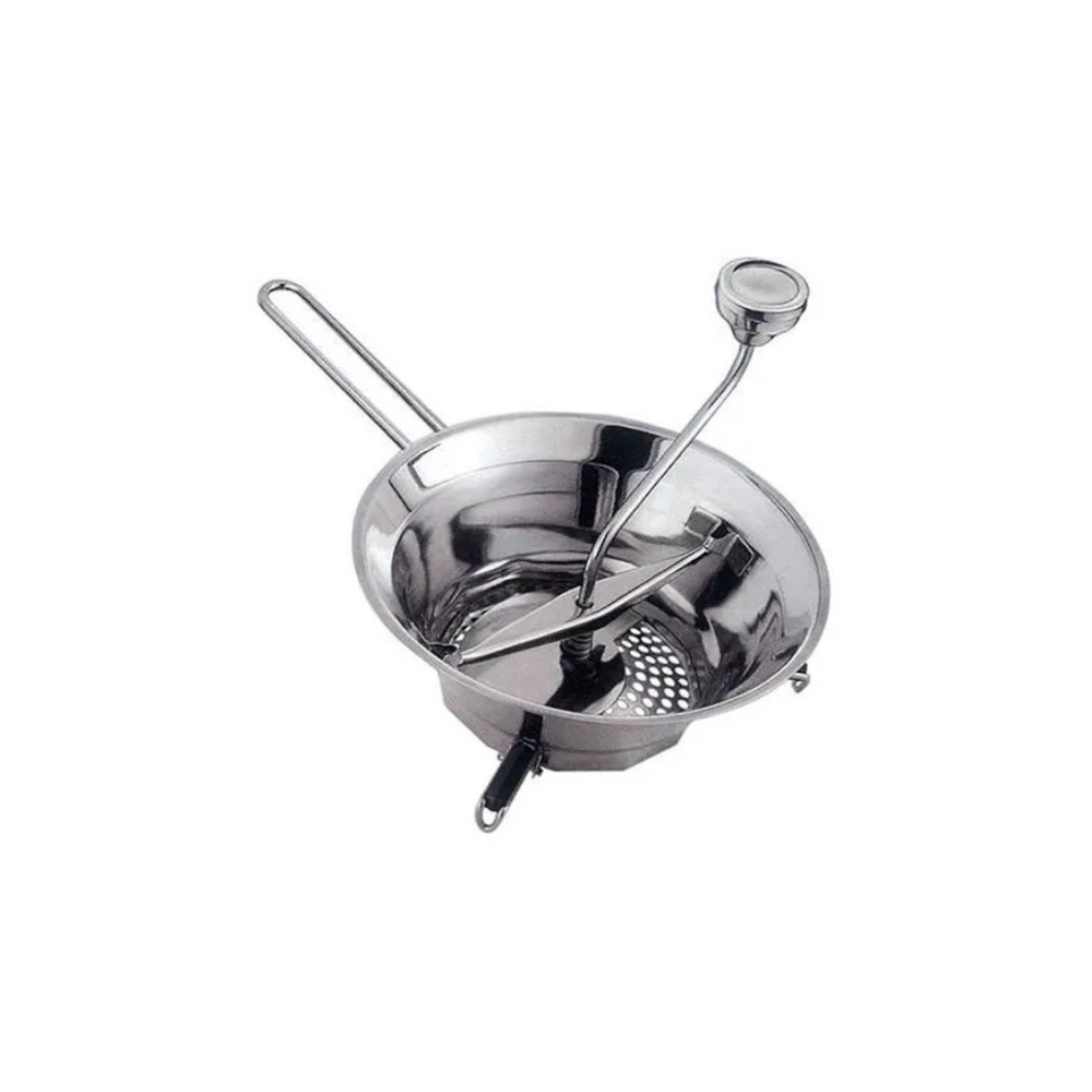 Moulin broyeur à légumes manuel en inox diamètre 24cm avec 3 grilles Moulin broyeur à légumes manuel en inox diamètre 24cm avec 3 grilles
