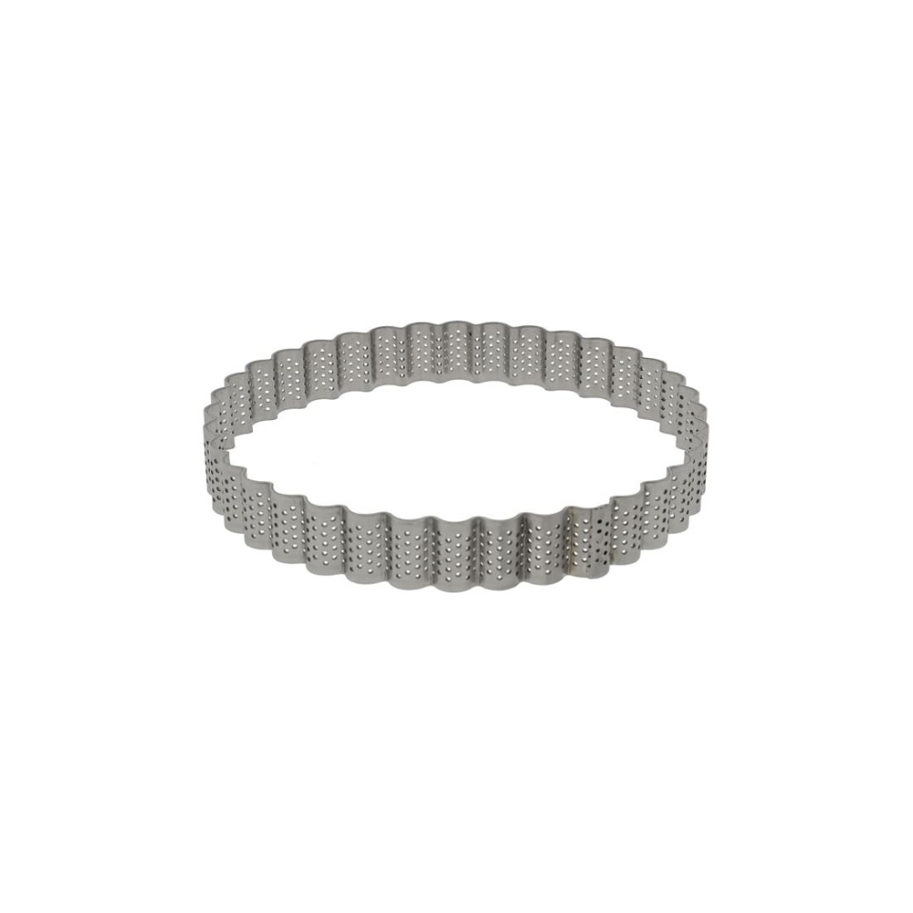 Cercle cannelé perforé inox diamètre 16 hauteur 2.5cm