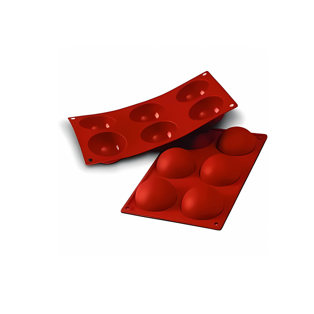 Moule flexible demi sphère 6 empreintes diamètre 70 hauteur 35mm Moule flexible demi sphère 6 empreintes diamètre 70 hauteur 35mm