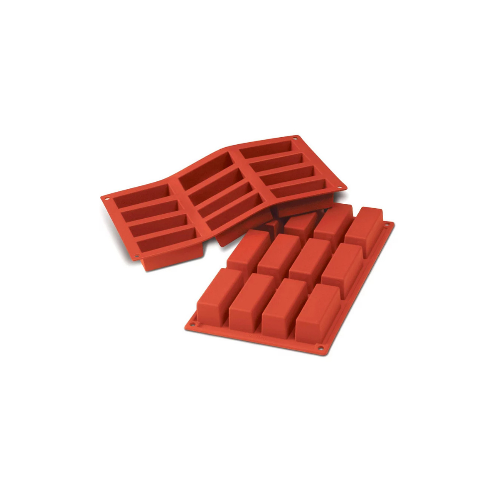 Moule flexible mini cake 12 empreintes dimension 79x29 hauteur 30mm Moule flexible mini cake 12 empreintes dimension 79x29 hauteur 30mm