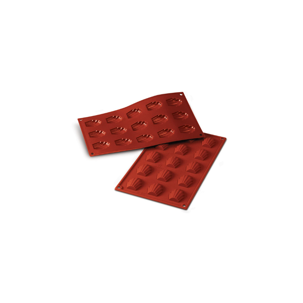 Moule flexible mini madeleine 15 empreintes dimension 44x34 hauteur 10mm Moule flexible mini madeleine 15 empreintes dimension 44x34 hauteur 10mm