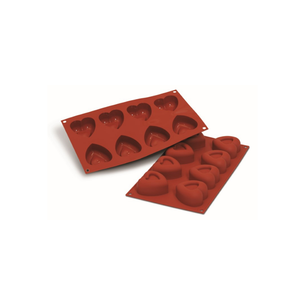 Moule flexible savarins cœurs 8 empreintes dimension 62x62 hauteur 32mm