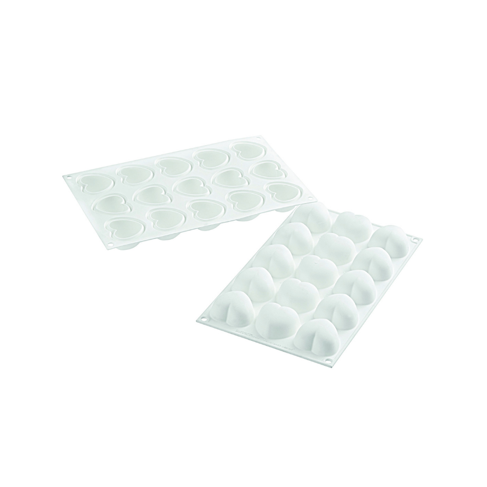 Moule silicone cœurs bombes 15 empreintes dimension 45x44 hauteur 24mm 30ml Moule silicone cœurs bombes 15 empreintes dimension 45x44 hauteur 24mm 30ml