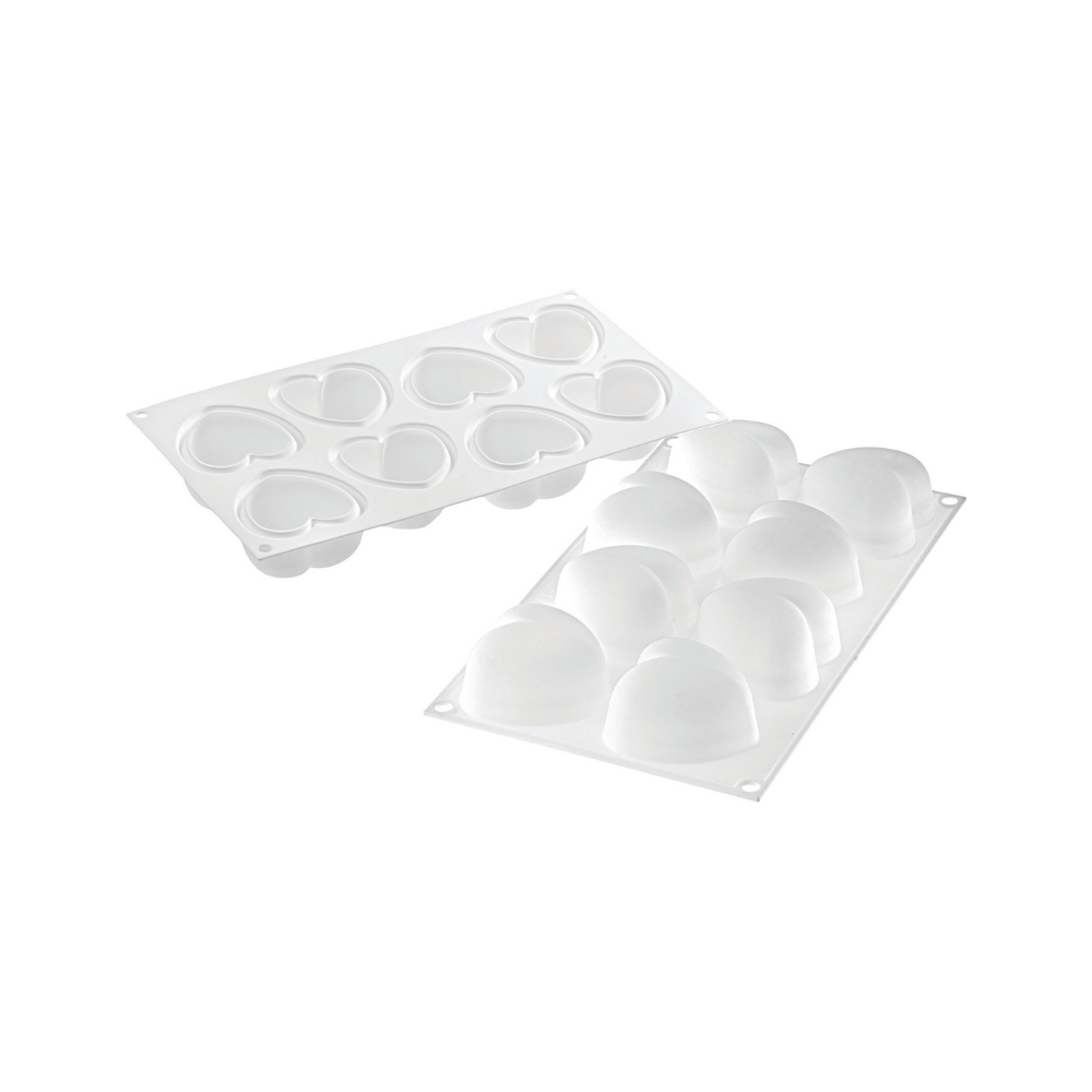 Moule silicone cœurs bombes 8 empreintes dimension 63,5x65 hauteur 39mm