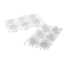 Moule silicone demi sphères vrillées 6 empreintes dimension 75x37,5mm
