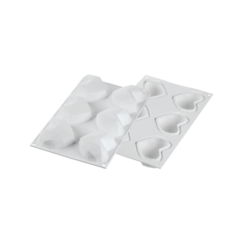 Moule silicone 6 cœurs origami dimension 82,6x74 hauteur 35mm Moule silicone 6 cœurs origami dimension 82,6x74 hauteur 35mm