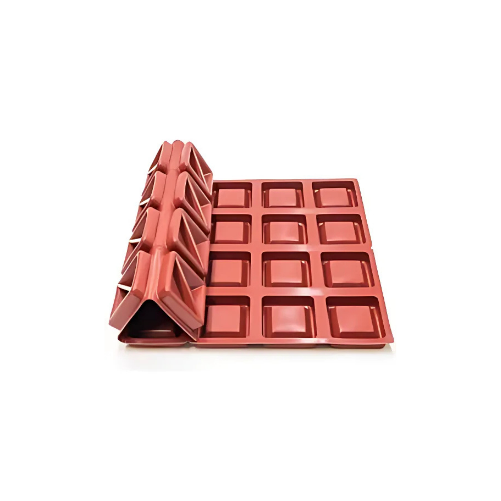Moule silicone 400x600 24 tartes carrées dimension 80x80 hauteur 20mm Moule silicone 400x600 24 tartes carrées dimension 80x80 hauteur 20mm