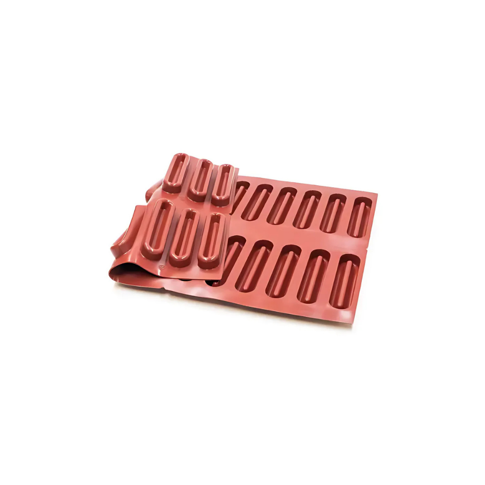 Moule silicone 400x600 24 tartes finger dimension 145x33 hauteur 20mm Moule silicone 400x600 24 tartes finger dimension 145x33 hauteur 20mm