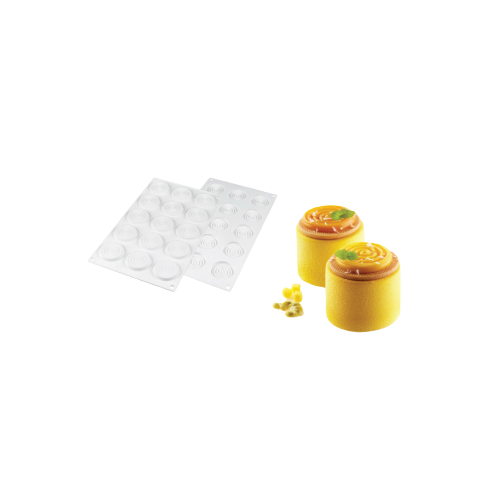 Moule silicone tourbillons 15 empreintes diamètre 45 hauteur 7mm Moule silicone tourbillons 15 empreintes diamètre 45 hauteur 7mm