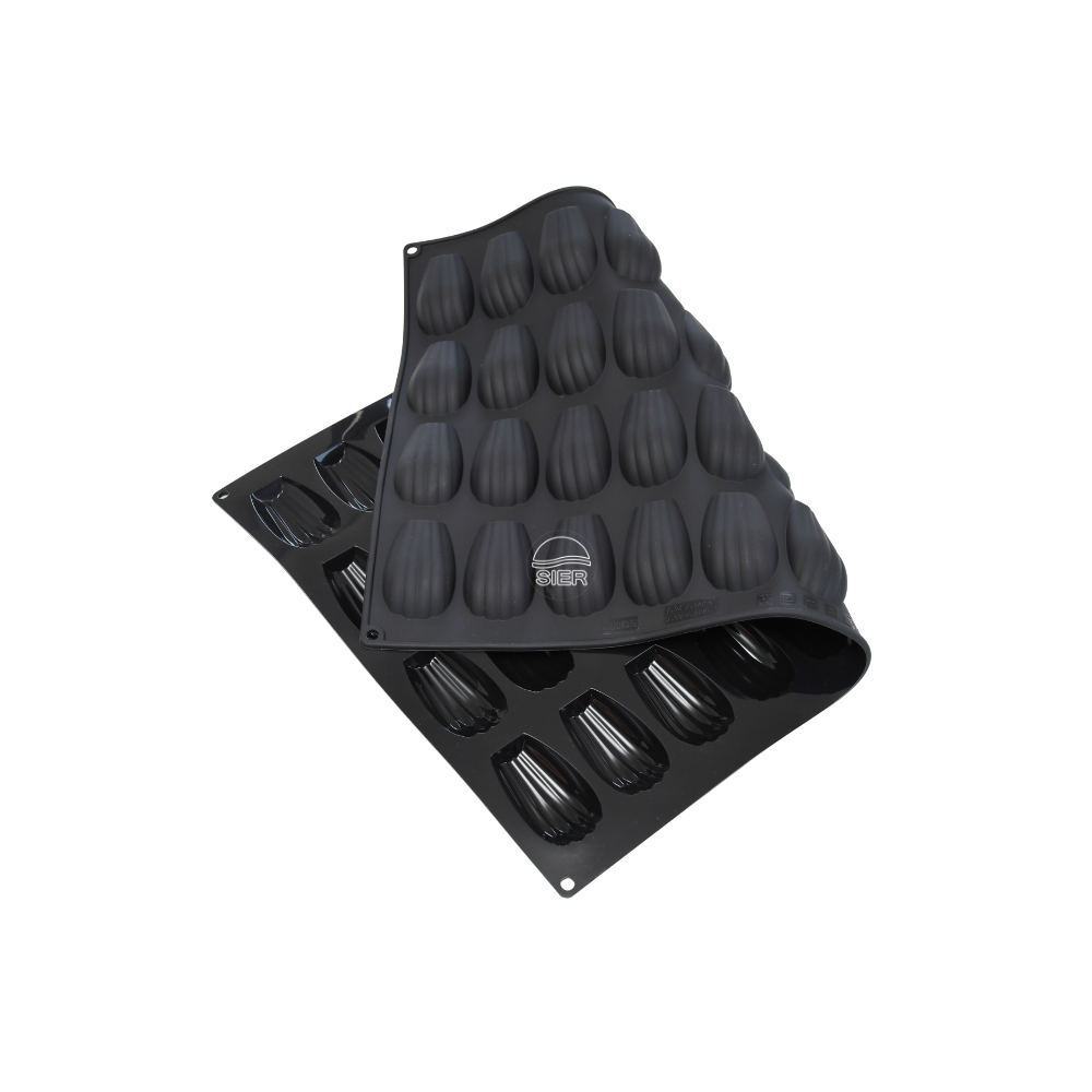 Moule silicone 44 madeleines dimension 77x44 hauteur 18mm plaque 60x40 Moule silicone 44 madeleines dimension 77x44 hauteur 18mm plaque 60x40