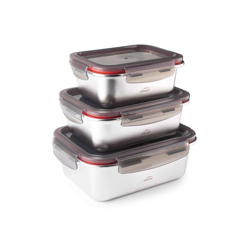 Ensemble de 3 récipients rectanglulaire ecoinox Ensemble de 3 récipients rectanglulaire ecoinox