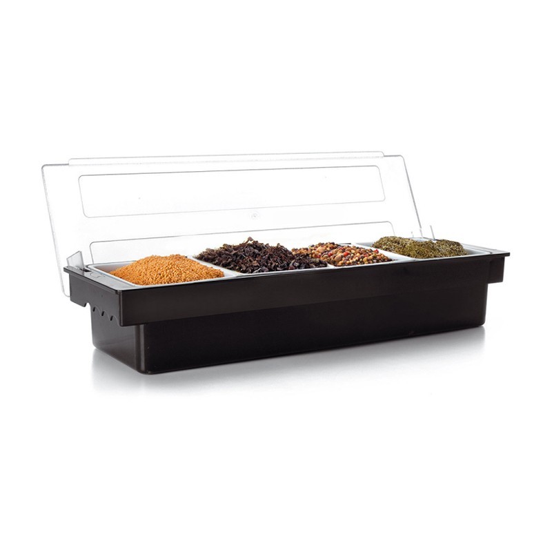 Boite à 6 condiments avec couvercle 50x16x9cm 450ml