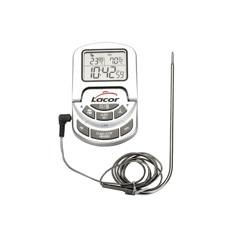 Thermomètre numérique pour le four avec sonde 0°-300°c ecran rabattable/compteur croissant/base magnetique Thermomètre numérique pour le four avec sonde 0°-300°c ecran rabattable/compteur croissant/base magnetique