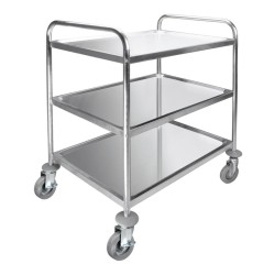 Chariot de service en inox 3 niveaux amovible 820x645x945mm