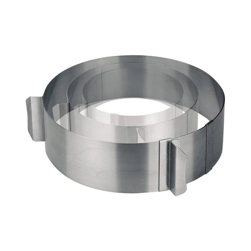 Cercle extensible en inox Diamètre 16-30 Hauteur 7cm Cercle extensible en inox Diamètre 16-30 Hauteur 7cm