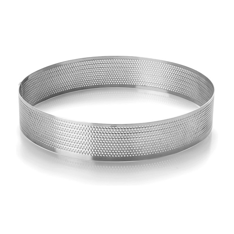 Cercle à tarte rond perforée en inox Diamètre 7 Hauteur 2cm Cercle à tarte rond perforée en inox Diamètre 7 Hauteur 2cm