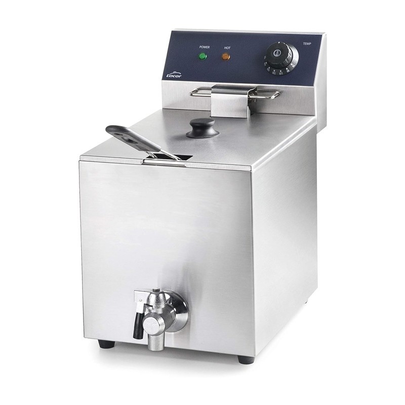 Friteuse électrique 8l avec robinet et thermostat de temp. et securite 3250 watts 50°-190°c 27x41 Hauteur 42cm Friteuse électrique 8l avec robinet et thermostat de temp. et securite 3250 watts 50°-190°c 27x41 Hauteur 42cm