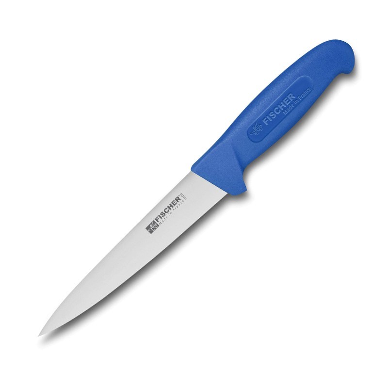 Couteau à saigner inox manche bleue 17cm