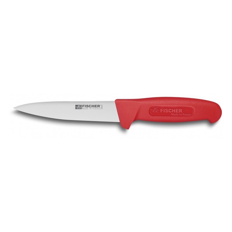 Couteau à saigner inox manche rouge 14cm