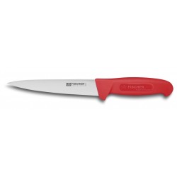 Couteau à saigner inox manche rouge 17cm