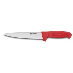 Couteau à saigner inox manche rouge 20cm