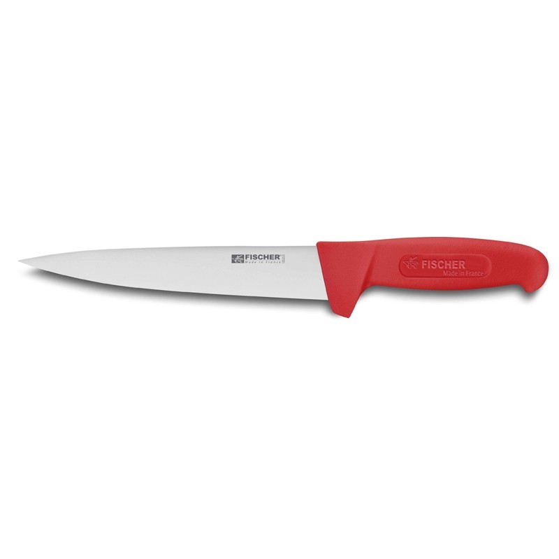Couteau à saigner inox manche rouge 20cm Couteau à saigner inox manche rouge 20cm