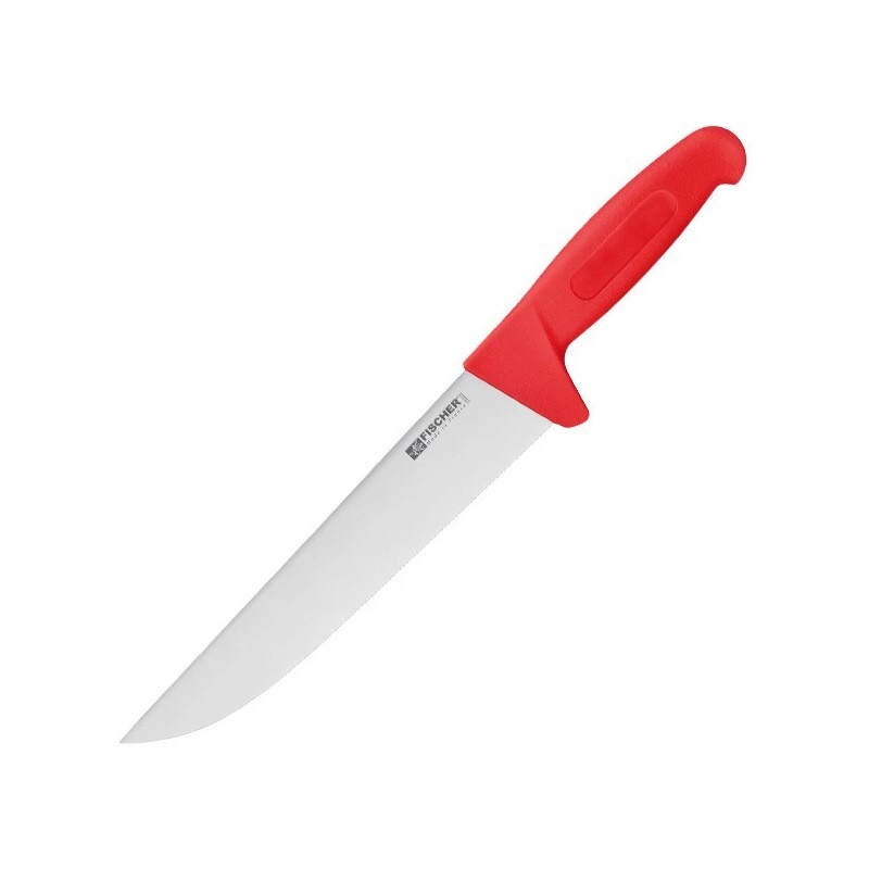 Couteau boucher inox manche rouge 20cm