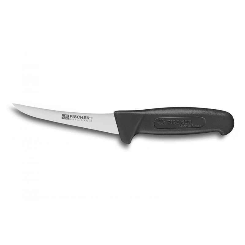 Couteau desosseur lame courbee rigide inox manche noir 13cm Couteau desosseur lame courbee rigide inox manche noir 13cm