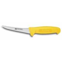 Couteau desosseur lame courbee rigide inox manche jaune 13cm