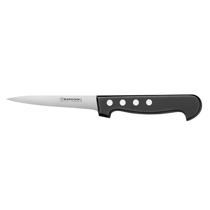 Couteau desosseur inox 4 rivets manche noir 14cm Couteau desosseur inox 4 rivets manche noir 14cm