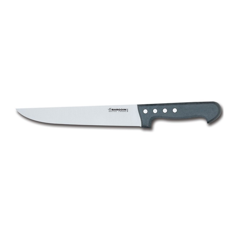 Couteau boucher inox 4 rivets manche noire 25cm Couteau boucher inox 4 rivets manche noire 25cm
