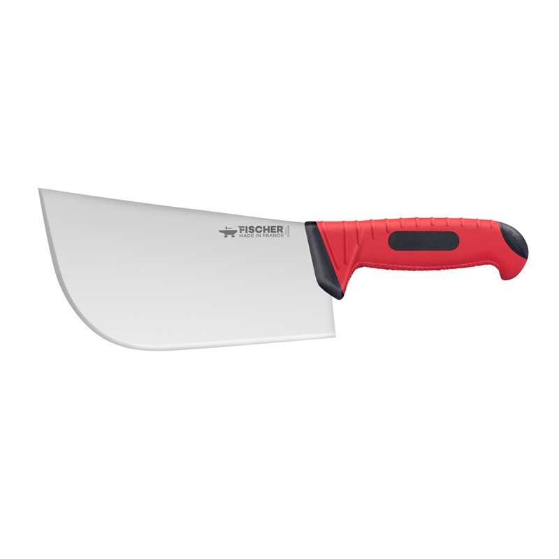 Feuille suisse abattre inox 23cm manche bi-matière noire et rouge 850g Feuille suisse abattre inox 23cm manche bi-matière noire et rouge 850g