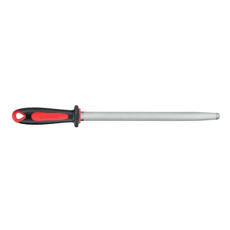 Fusil à aiguiser mèche ovale manche rouge 30cm