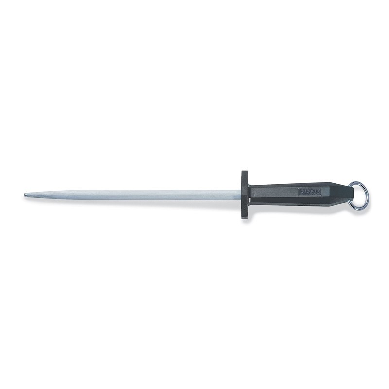 Fusil à aiguiser mèche ronde manche noire 30cm Fusil à aiguiser mèche ronde manche noire 30cm