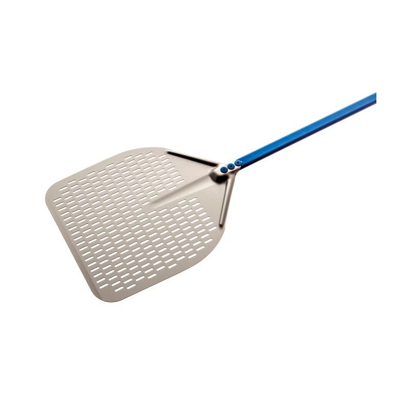 Pelle à pizza en aluminium anodise rectangulaire perforée 45x45cm Pelle à pizza en aluminium anodise rectangulaire perforée 45x45cm