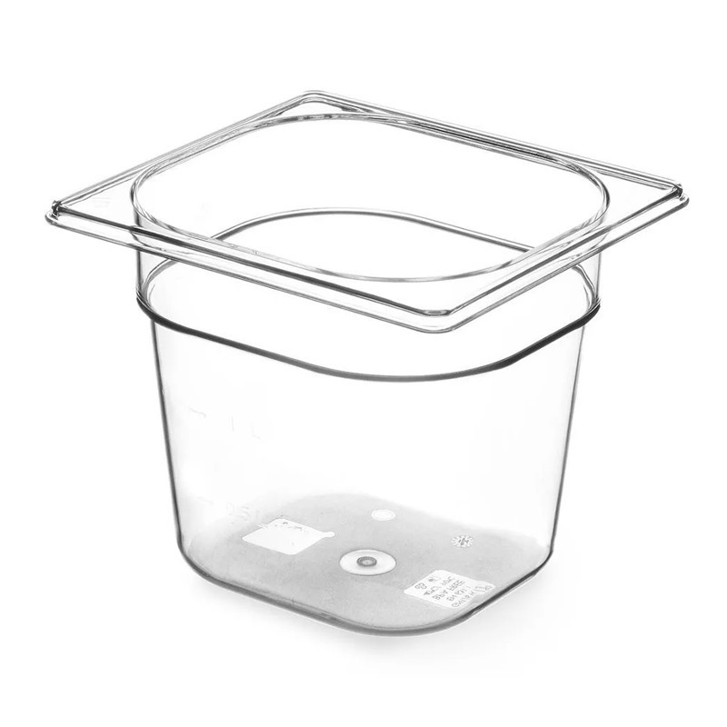 Bac en polypropylène GN1/6 Hauteur 150mm 2.3l -40°+80°c Bac en polypropylène GN1/6 Hauteur 150mm 2.3l -40°+80°c