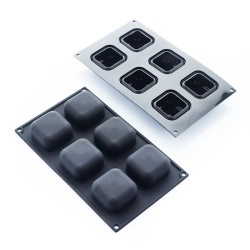 Moule en silicone box 6 pièces 64x64xh34mm 115ml 297x176mm