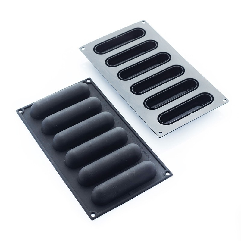 Moule en silicone éclair 6 pièces 130x30x28hmm 84ml 297x176mm Moule en silicone éclair 6 pièces 130x30x28hmm 84ml 297x176mm