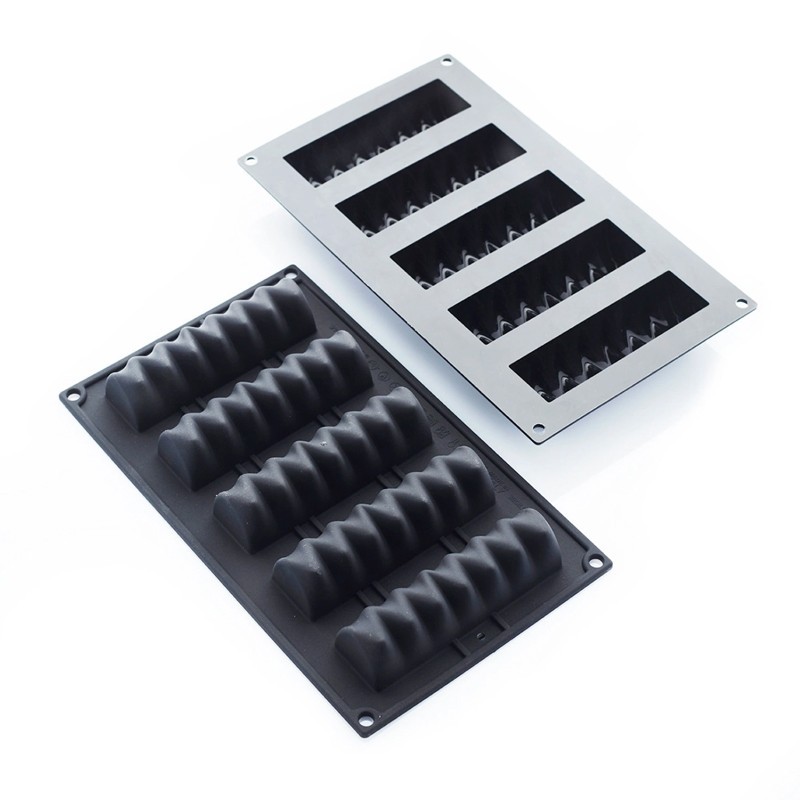 Moule en silicone twist éclair 6 pièces 120x40x33hmm 110ml 297x176mm Moule en silicone twist éclair 6 pièces 120x40x33hmm 110ml 297x176mm