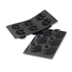 Moule en silicone Gugelhopf 6 pièces Diamètre 70 Hauteur 36mm 80ml 297x176mm