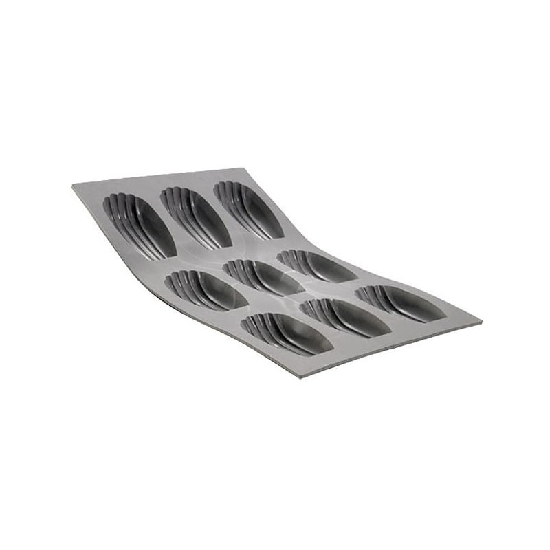 Moule en silicone madeleine 9 pièces 68x45x17hmm 30ml 297x176mm Moule en silicone madeleine 9 pièces 68x45x17hmm 30ml 297x176mm