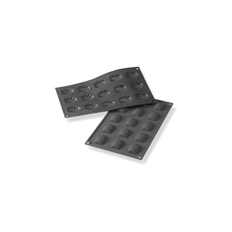Moule en silicone mini madeleine 15 pièces 44x34x10hmm 10ml 297x176mm Moule en silicone mini madeleine 15 pièces 44x34x10hmm 10ml 297x176mm