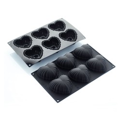Moule en silicone coeur satin 6 pièces 76x74xh36mm 110ml 297x176mm