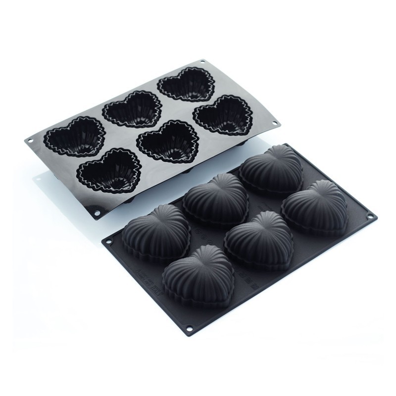 Moule en silicone coeur satin 6 pièces 76x74xh36mm 110ml 297x176mm