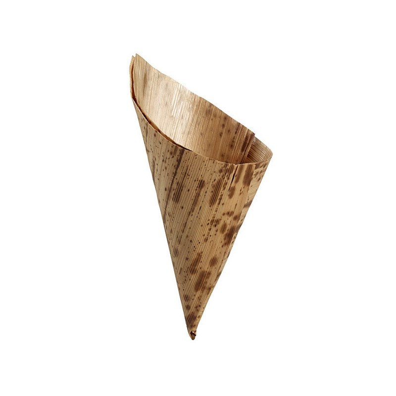 Cornet feuille bambou 50 Hauteur 130/85mm 100 pièces Cornet feuille bambou 50 Hauteur 130/85mm 100 pièces