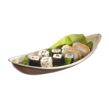 Plat bateau en feuille de palmier naturel 301x130x58mm